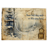 独自のヴィンテージ冬用ポストカードの作成 ラージペーパーバッグ (裏面)