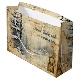 独自のヴィンテージ冬用ポストカードの作成 ラージペーパーバッグ