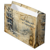 独自のヴィンテージ冬用ポストカードの作成 ラージペーパーバッグ (正面アングル)