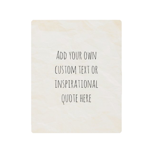 独自のヴィンテージ紙やる気を起こさせる引用文 メタルプリント (正面)