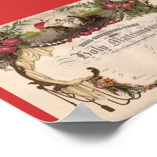 独自のヴィンテージ芸術結婚証明書を作成！ ポスター (角)