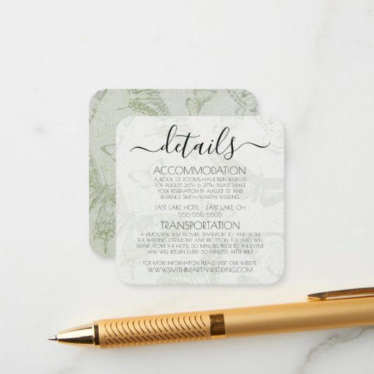 独自のヴィンテージ蝶パターンの作成 エンクロージャーカード (正面/裏面インサイチュ)