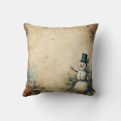独自のヴィンテージ雪だるま クッション (裏面)