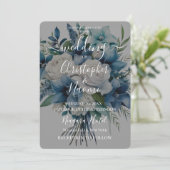 独自のヴィンテージ青い白い花束を作成 招待状 (スタンド正面)