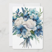独自のヴィンテージ青い白い花束を作成 招待状 (裏面)