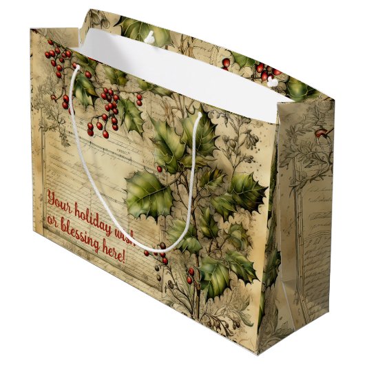 独自のヴィンテージHolly Ephemerisの作成 ラージペーパーバッグ (裏面アングル)