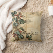 独自のヴィンテージRed & Blue Hollyパーチメントの作成 クッション (ブランケット)