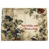 独自のヴィンテージRed & Blue Hollyパーチメントの作成 ラージペーパーバッグ (正面)