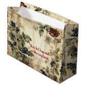 独自のヴィンテージRed & Blue Hollyパーチメントの作成 ラージペーパーバッグ (正面アングル)