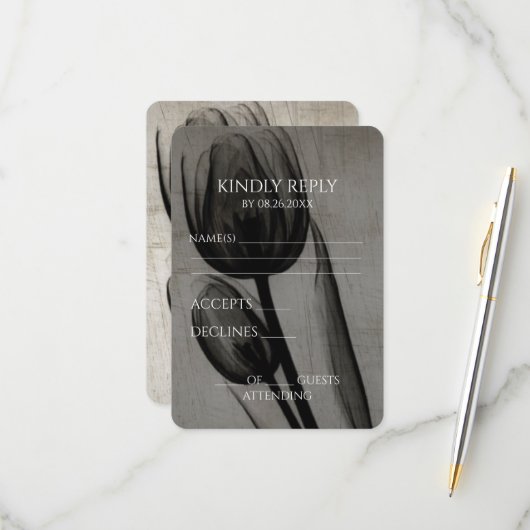 独自のヴィンテージX線セピアチューリップを作成 出欠カード (正面/裏面インサイチュ)