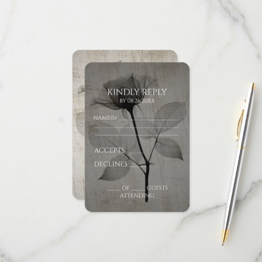 独自のヴィンテージX線セピア花を作成 出欠カード (正面/裏面インサイチュ)