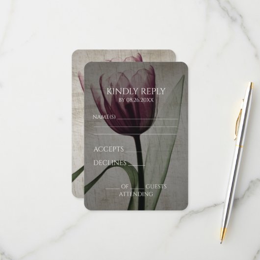 独自のヴィンテージX線チューリップの作成 出欠カード (正面/裏面インサイチュ)