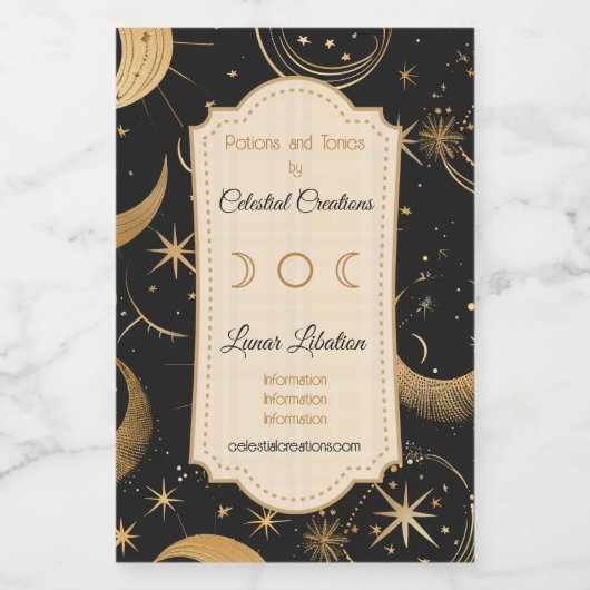 独自の三日月の天空を作成 ワインラベル (シングルラベル)