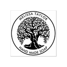 独自の丸いオリーブツリーゴムスタンプを作成