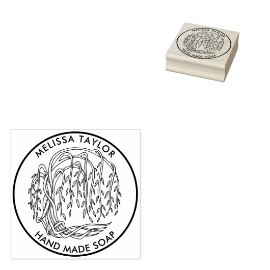 独自の丸い柳の木のゴムスタンプを作成する ラバースタンプ (押印)