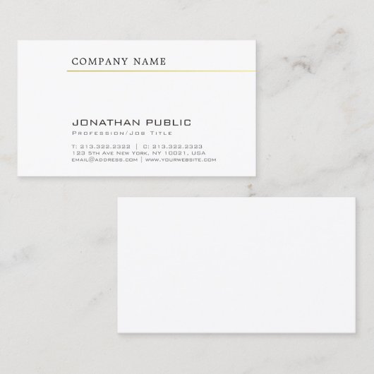 独自の会社のエレガント金ゴールドをプレーンお洒落に作成 名刺 (正面/裏面)