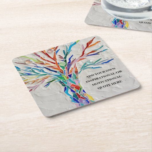 独自の作成やる気を起こさせる/感動的引用文 スクエアペーパーコースター (アングル)