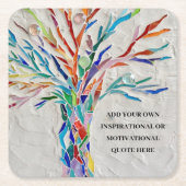 独自の作成やる気を起こさせる/感動的引用文 スクエアペーパーコースター (正面)