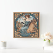 独自の作成アールヌーボー射手座 スクエア壁時計 (ホーム)