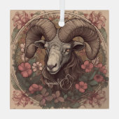 独自の作成アールヌーボー〔占星術の〕十二宮図 ガラスオーナメント (裏面)