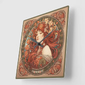 独自の作成アールヌーボー《星座》乙女座〔占星術の〕十二宮図 スクエア壁時計 (傾斜)