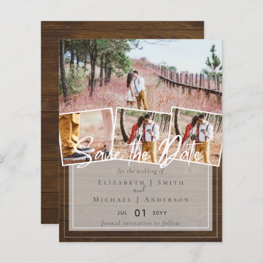 独自の作成モダン日付のウェディングカードを保存 (正面/裏面)