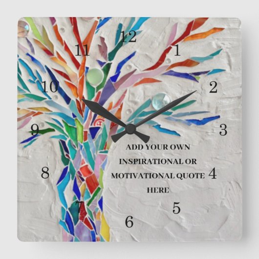独自の作成感動的/やる気を起こさせる引用文 スクエア壁時計 (正面)