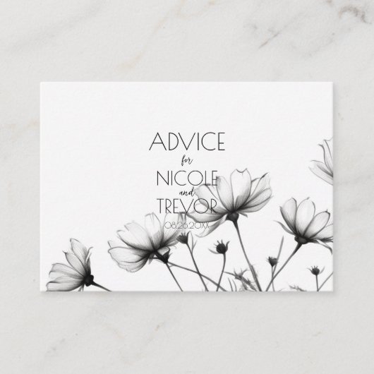 独自の作成 – かわいらし B&Wワイルドフラワー アドバイスカード (正面)