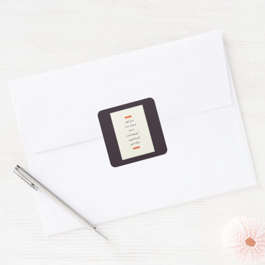 独自の作成/やる気を起こさせる感動的引用文 スクエアシール (封筒)
