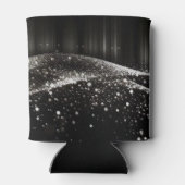 独自の作成 – カスタマイズ可能なグリッターリボンB&W 缶クーラー (裏面)