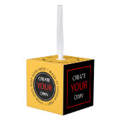 独自の作成 – パーソナライズされた、写真/カスタム キューブオーナメント (裏面アングル)