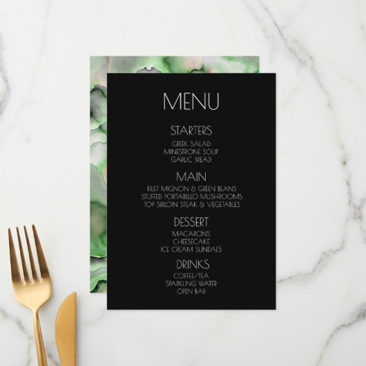 独自の作成 – ライトグリーン大理石 メニュー (正面/裏面インサイチュ)
