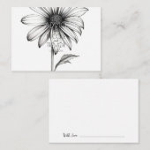 独自の作成 – 白黒デイジー花 アドバイスカード (正面/裏面)