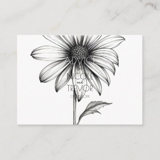 独自の作成 – 白黒デイジー花 アドバイスカード (正面)