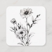 独自の作成 – 黒かわいらしと白のワイルドフラワー エンクロージャーカード (裏面)