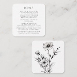 独自の作成 – 黒かわいらしと白のワイルドフラワー エンクロージャーカード