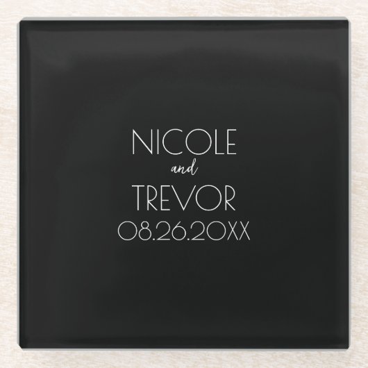 独自の作成 – 黒 ガラスコースター (正面)