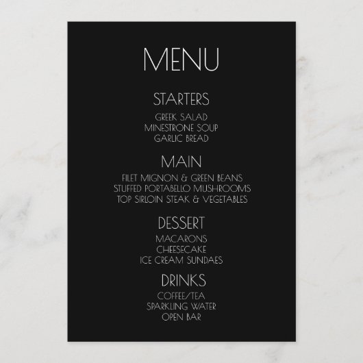 独自の作成 – 黒 メニュー (正面)