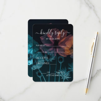 独自の作成 – Blue Pink X-ray Wildflowers 出欠カード