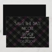 独自の作成 – Dark Pink Gray Plaid セーブザデート (正面/裏面)