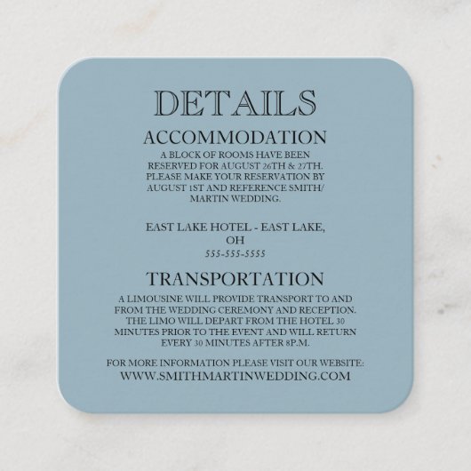 独自の作成 – Dusty Blue エンクロージャーカード (正面)