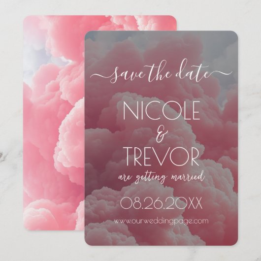 独自の作成 – Pink Cloud セーブザデート (正面/裏面)