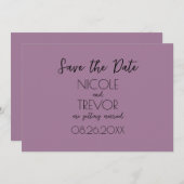 独自の作成 – Plain Mauve Minimalist セーブザデート (正面/裏面)