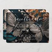 独自の作成 – Steampunkヴィンテージ蝶 セーブザデート (正面/裏面)