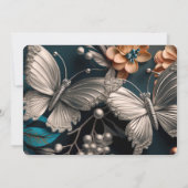 独自の作成 – Steampunkヴィンテージ蝶 セーブザデート (裏面)