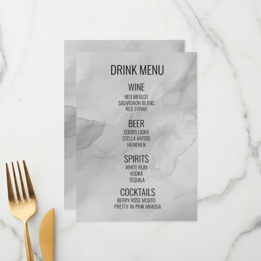 独自の作成 – Water Color Background Drink メニュー (正面/裏面インサイチュ)