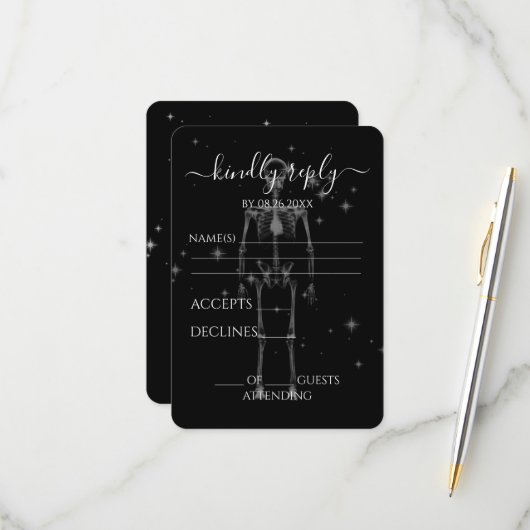 独自の作成 – Xきらめく線スケルトン 出欠カード (正面/裏面インサイチュ)