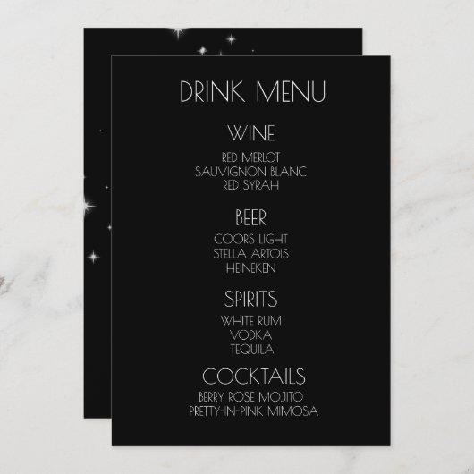 独自の作成 – X線フラワー&スターズドリンク メニュー (正面/裏面)