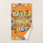 独自の作成Have Nice Dayフローラデザイン バスタオルセット (ハンドタオル)