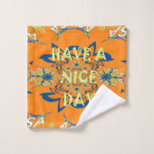 独自の作成Have Nice Dayフローラデザイン バスタオルセット (ウォッシュタオル)